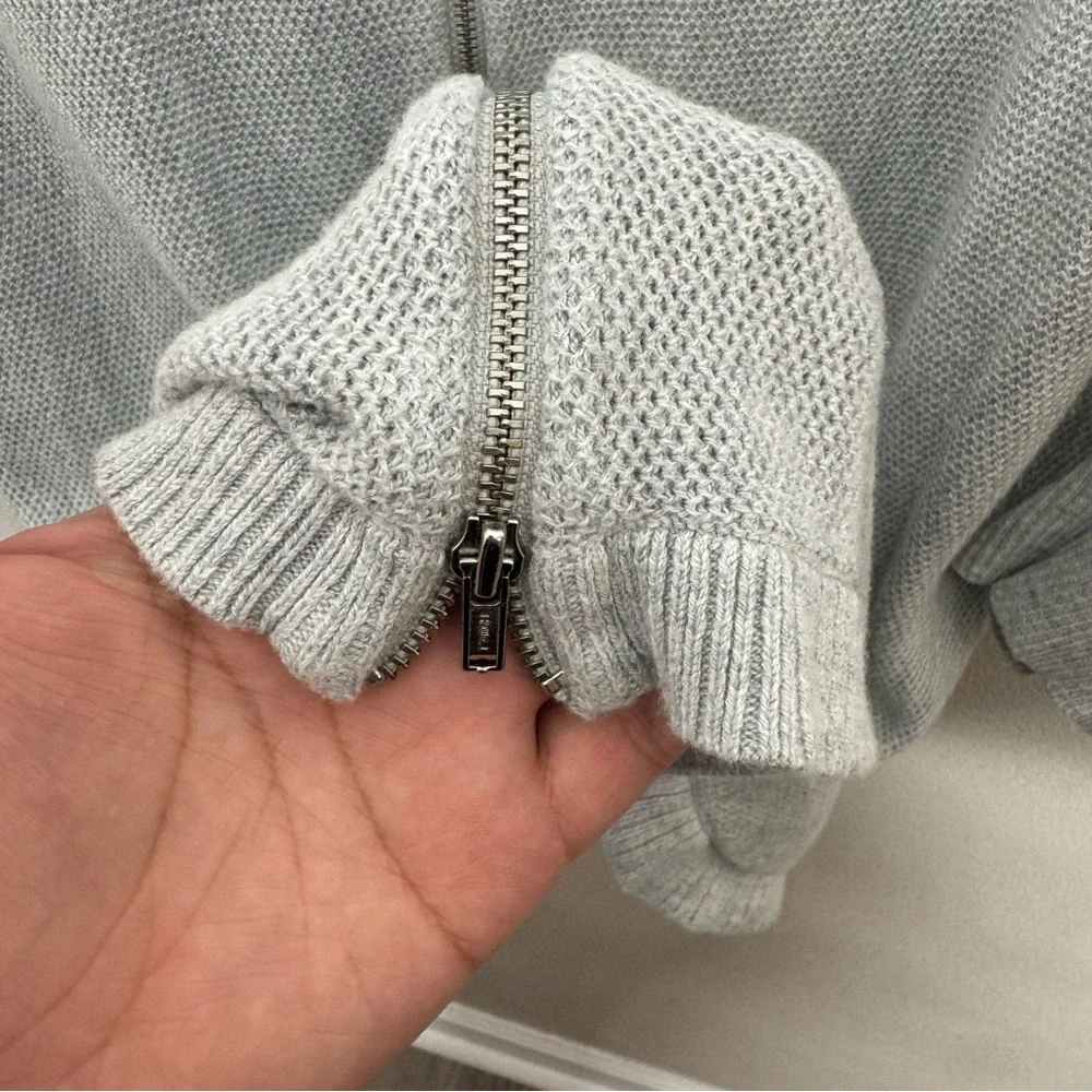 Express V-neck High-Low Sweater Zipper Back Grey Size Large - Picture 6 of 10